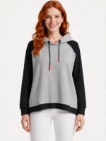 Neden Tekstil Kadın Kapüşonlu Siyah Gri Sweatshirt