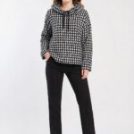 Neden Tekstil Kadın Kazayağı Desenli Kapüşonlu Sweatshirt