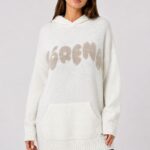 Neden Tekstil Kadın Kapüşonlu Relaxed Beyaz Triko Sweatshirt