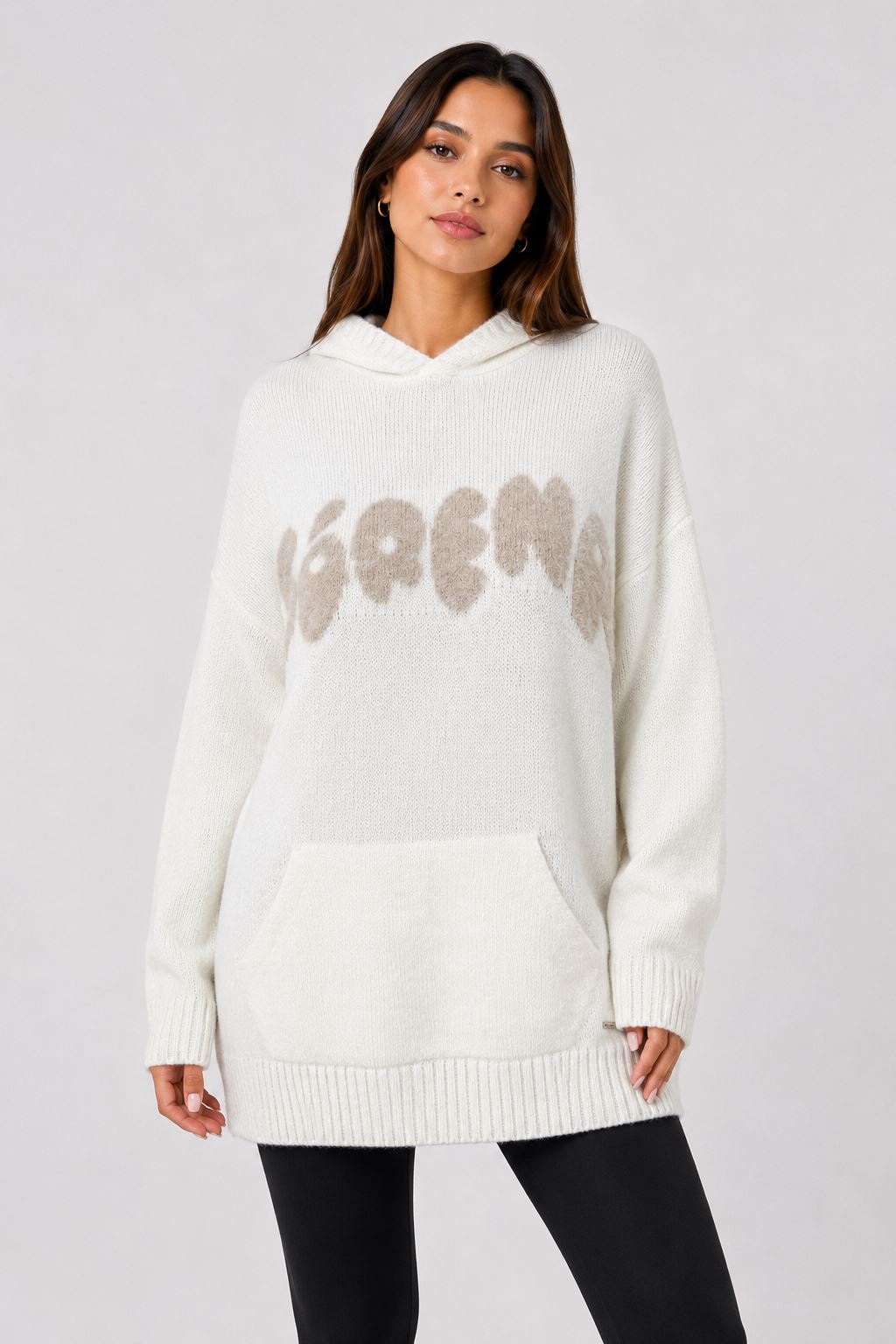 b4d71dd6-be0a-46aa-9f55-de268fc1f8a3.jpg Neden Tekstil Kadın Kapüşonlu Relaxed Beyaz Triko Sweatshirt - Görsel 1