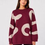 Neden Tekstil Kadın Oversize Desenli Triko Kazak