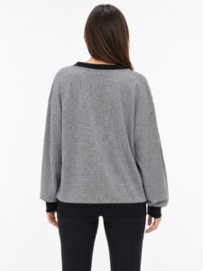 Neden Tekstil Kadın Oversize Siyah Kayık Yaka Sweatshirt - Görsel 2