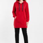 Neden Tekstil Kadın Kapüşonlu Kırmızı Sweatshirt Tunik