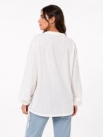 Neden Tekstil Kadın Beyaz Triko Detaylı Relaxed Fit Bluz - Görsel 2