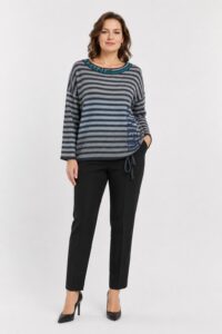 Neden Tekstil Kadın Çizgili Oversize Triko Kazak