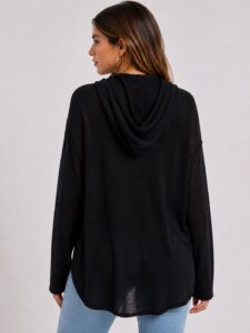 Neden Tekstil Kadın Kapüşonlu Siyah Regular Fit Sweatshirt - Görsel 2