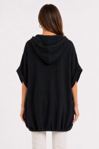 Neden Tekstil Kadın Kapüşonlu Oversize Siyah Sweatshirt - Görsel 2