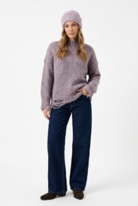 Neden Tekstil Kadın Premium Yırtık Detaylı Oversize Triko Kazak - Görsel 5